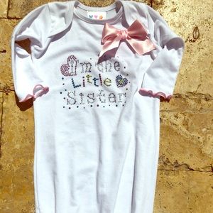 Baby Embellished “I’m the little sister “ sleeper